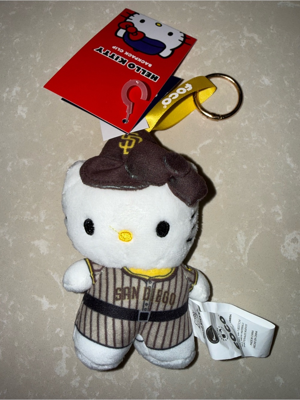 Hello Kitty San Diego Padres Mini Plush Keychain/Bag Charm Set - Picture 5 of 5